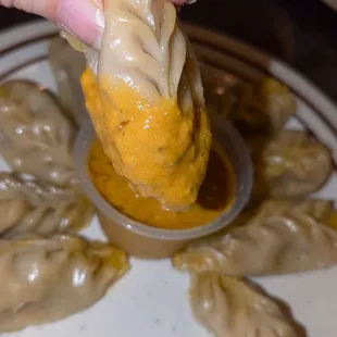 Veggie momos, steamed