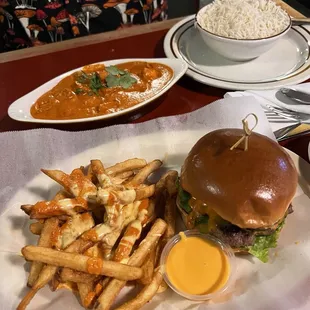 Cheesy Masala Fries Paneer Tikka Masala Tikka Masala Burger