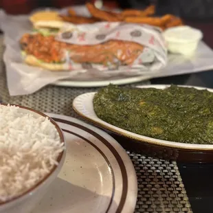 two plates of food on a table