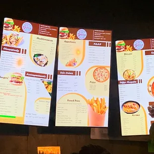 menus on large screen