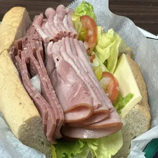 Submarine sandwich with cold cuts