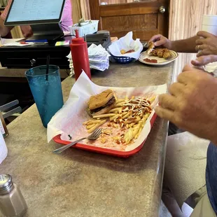 Burger and fries