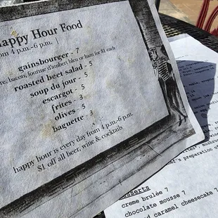 happy hour menu