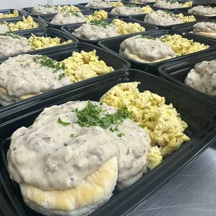 Classic Biscuits and Gravy with Scrambled Eggs