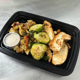 Midwest Chicken Breast with Potato Hash and Brussels