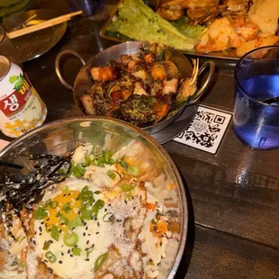 Kimchi Fried Rice, Brussel Sprouts, mushroom lettuce wraps