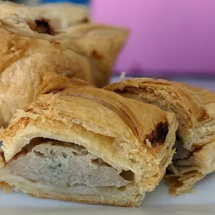 Chicken pate chaud, comes as a puffed pastry square