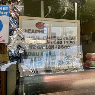 a sign in the window of a store