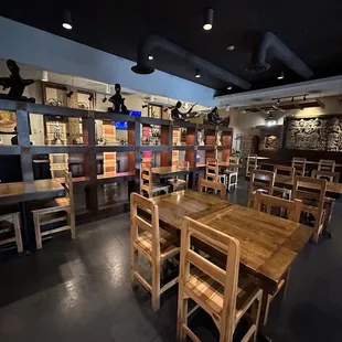 tables and chairs in a restaurant