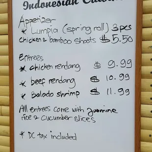 menu