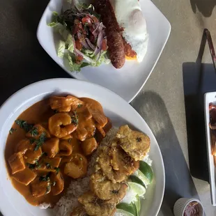 Llapingachos and Encocado Mixto