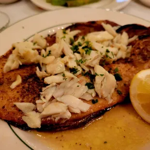 Pompano with crab
