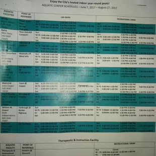 Pool hours for summer