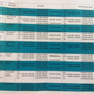 Pool hours for summer
