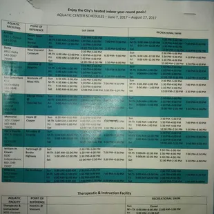 Pool hours for summer