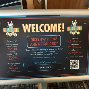 a welcome sign for the restaurant