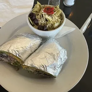 Southwest wrap with pasta salad
