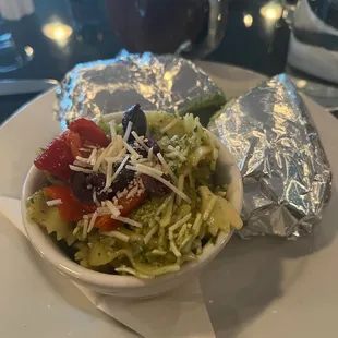 Chimichurri Steak Wrap with Bowtie Pesto Pasta side