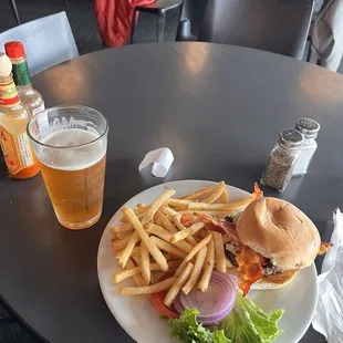 Burger and fries.