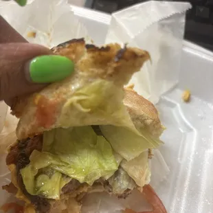 Yellow lettuce burned bread