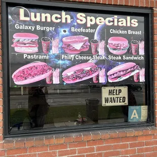 a menu for lunch specials