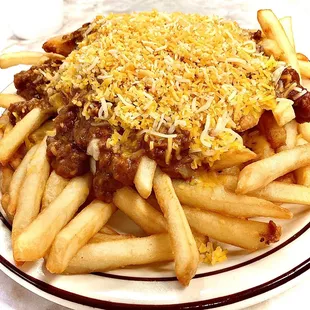 Chili cheese fries, so nice. Good chili here.