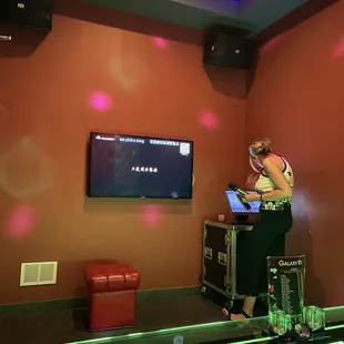 a woman using a laptop