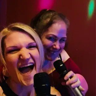 My sister and I getting our singing on