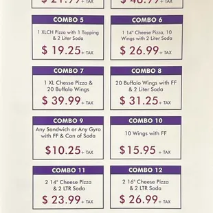 Galaxy Pizza &amp; Subs Menu