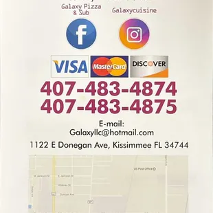 Galaxy Pizza &amp; Subs Menu