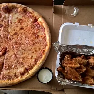 Pizza and hot wings