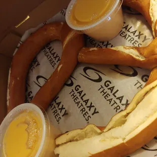 Two cheese sauces come with the jumbo pretzel!!