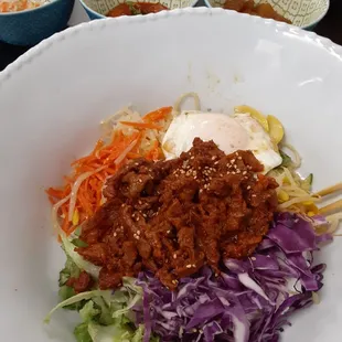 Bibimbap with spicy pork--delicious!