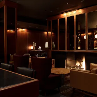 a fireplace in the middle of the room
