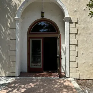 Side entrance near the garden and across from the museum