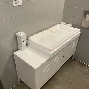 Baby changing station in the bathroom