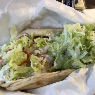 Grilled chicken gyro with all the fixings