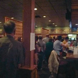 Waiting in line for fish fry.