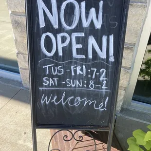 Current hours of operation.