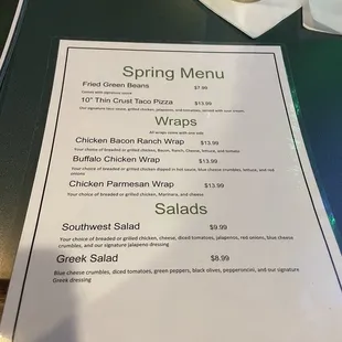 Spring Menu May 2023