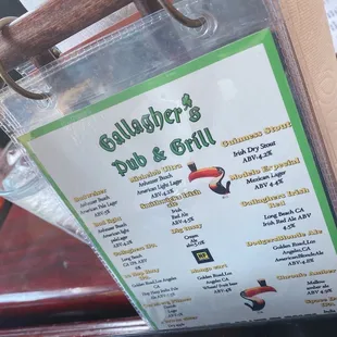 Beer menu