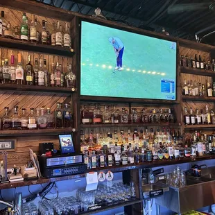 the bar with a large television
