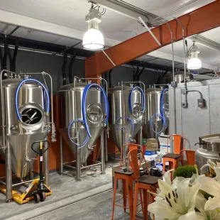 the inside of a brewery