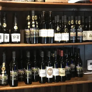 Dessert wines on display and for sale. Reasonable prices.