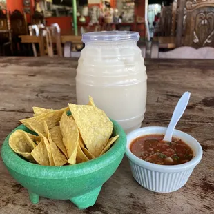 Klass horchata with chips &amp; salsa