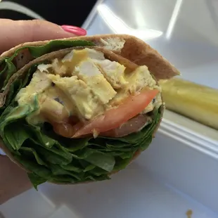 Chicken wrap with honey mustard. Always delicious with fresh lettuce and tomatoes.