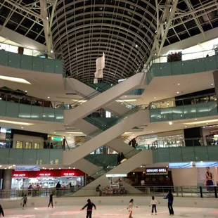 Escalators to ice center.
