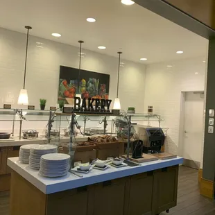 Breakfast buffet area