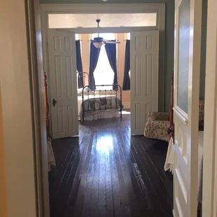 Guest and master bedrooms from the hallway