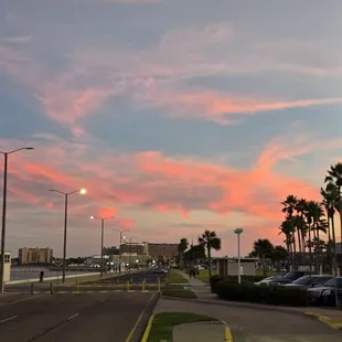 Sunset with many colors in the sky.